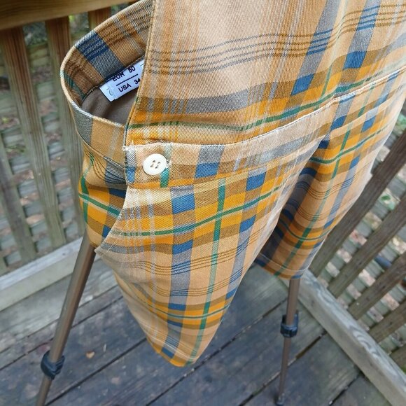 Italian Denim Autumn Colors Tartan Plaid Shortalls New. Very Cute! Sz  34/US - Picture 2 of 11